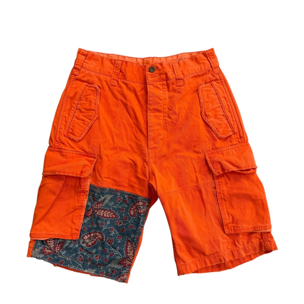 Rugby Orange Cargo Shorts Men's Size 32 Patchwork Distressed Casual Summer‎